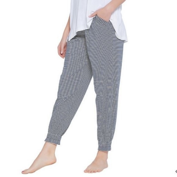 AnyBody Cozy Knit Striped Pants w/ Gathered Hem 25 - Picture 1 of 1